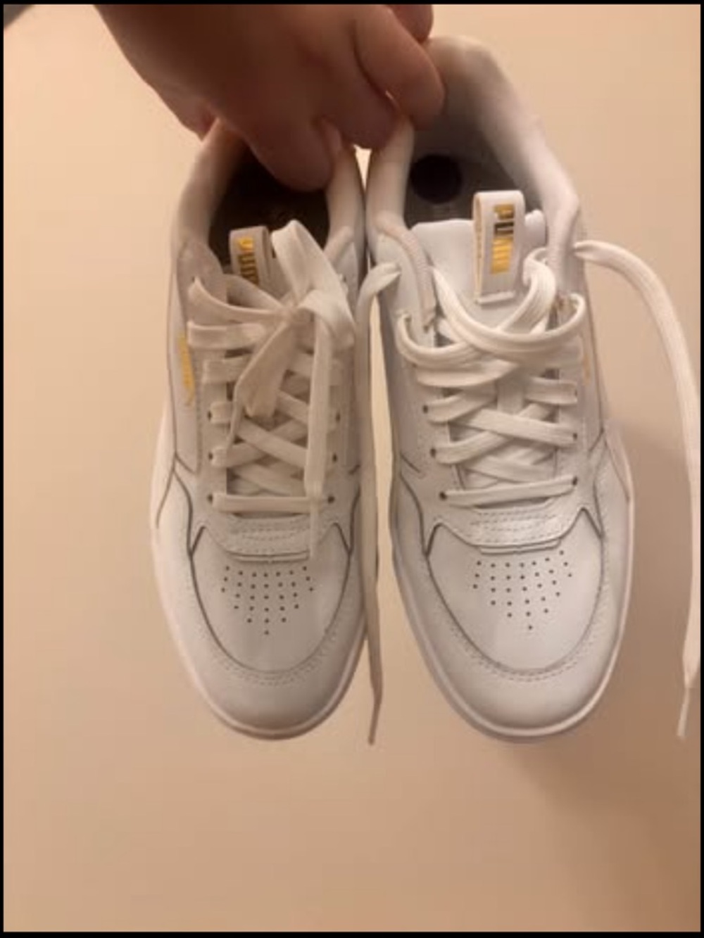 Puma White Sneakers with Gold Logo Accent